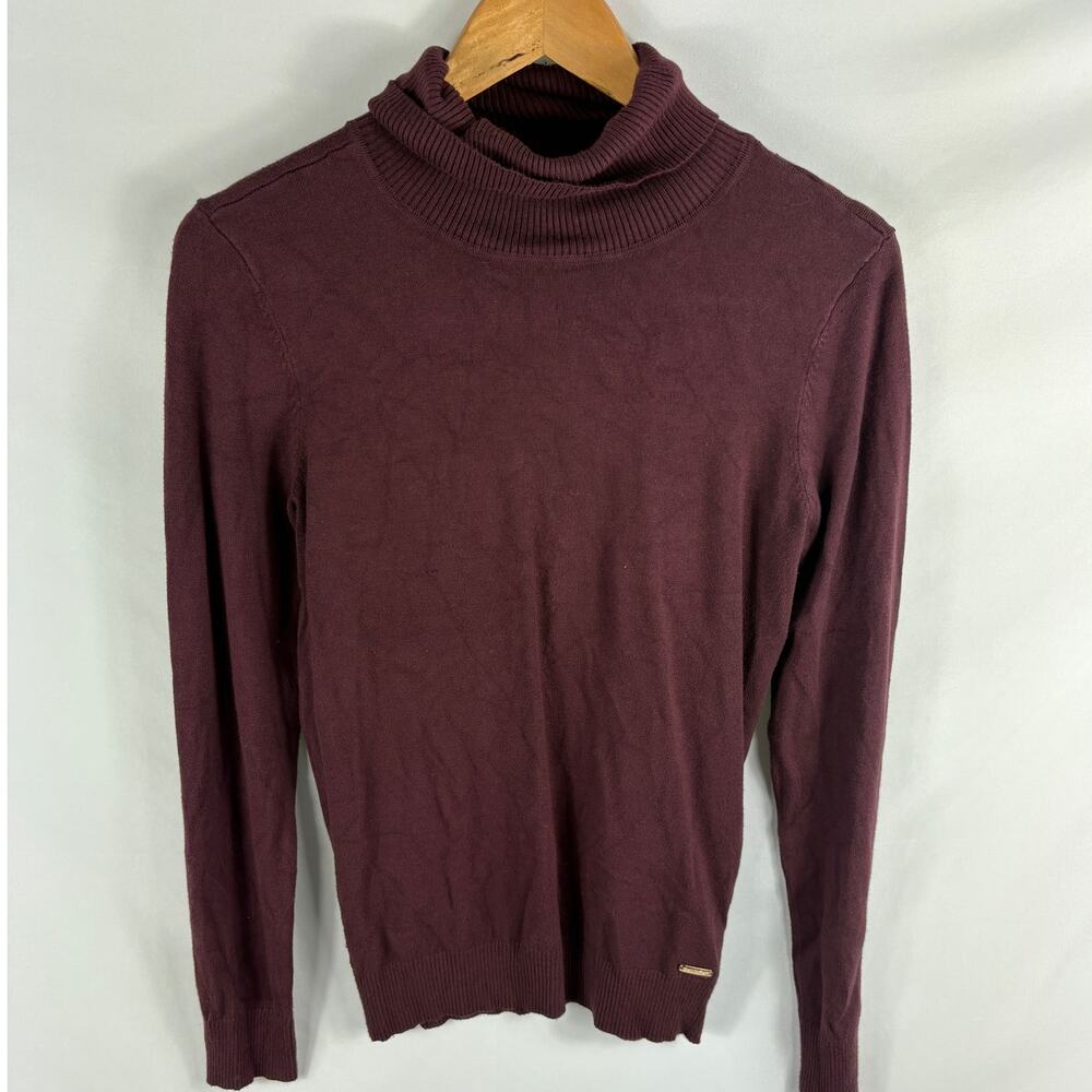 Calvin Klein Maroon Turtleneck Knit Sweater Size Small